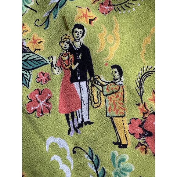 Loco Lindo Women Crop Pants Boho Rayon Elastic Waist green Hawaii Beach Sz S - Picture 1 of 14